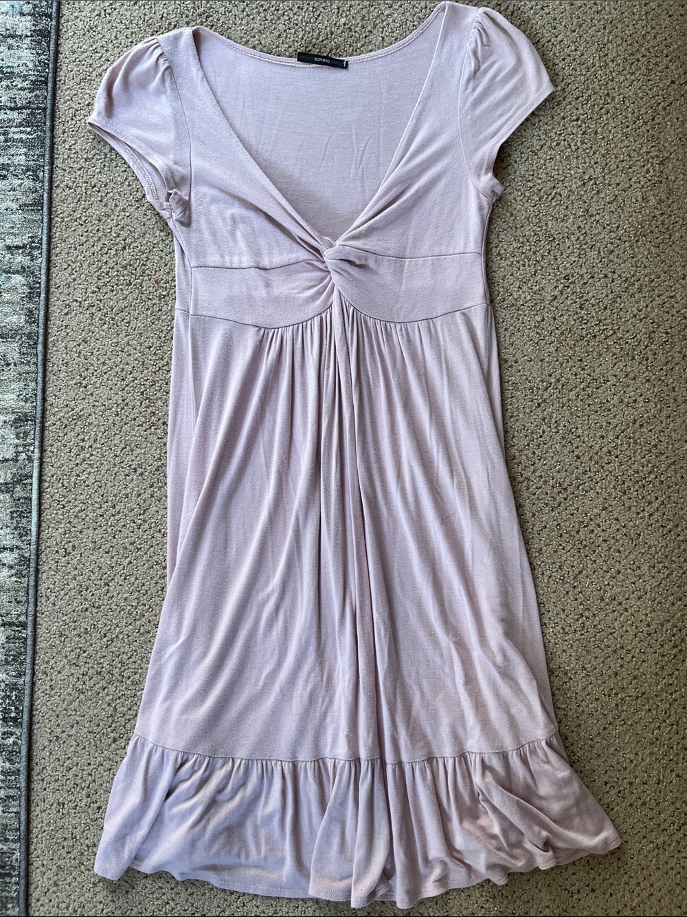 Soprano Twist-Front Cap Sleeve Nightdress in Dusty Pink